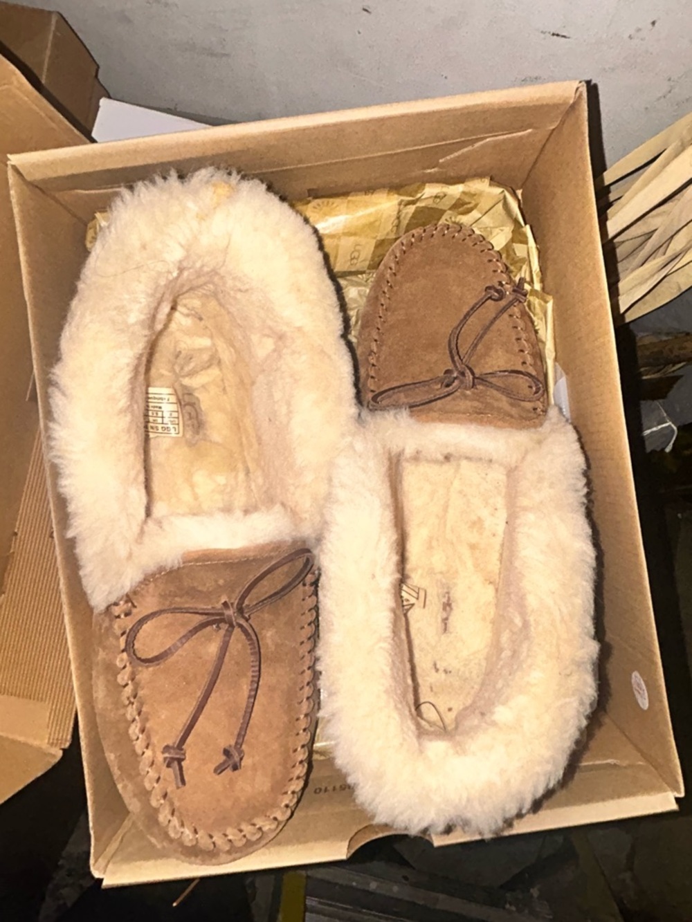 UGG Chestnut Shearling-Lined Moccasin Slippers